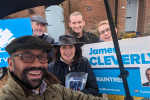 James Cleverly with activists in Great Yeldham